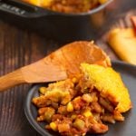 Chili bean casserole with cornmeal crust
