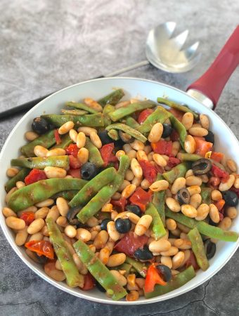 White beans and romano beans with fresh tomatoes