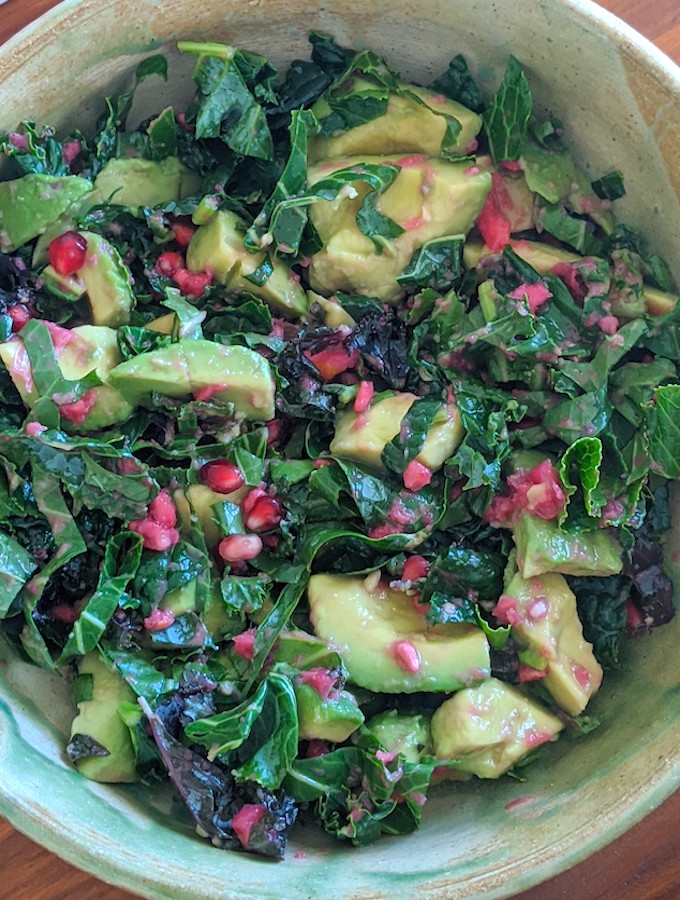 Kale, avocado, & pomegranate salad1