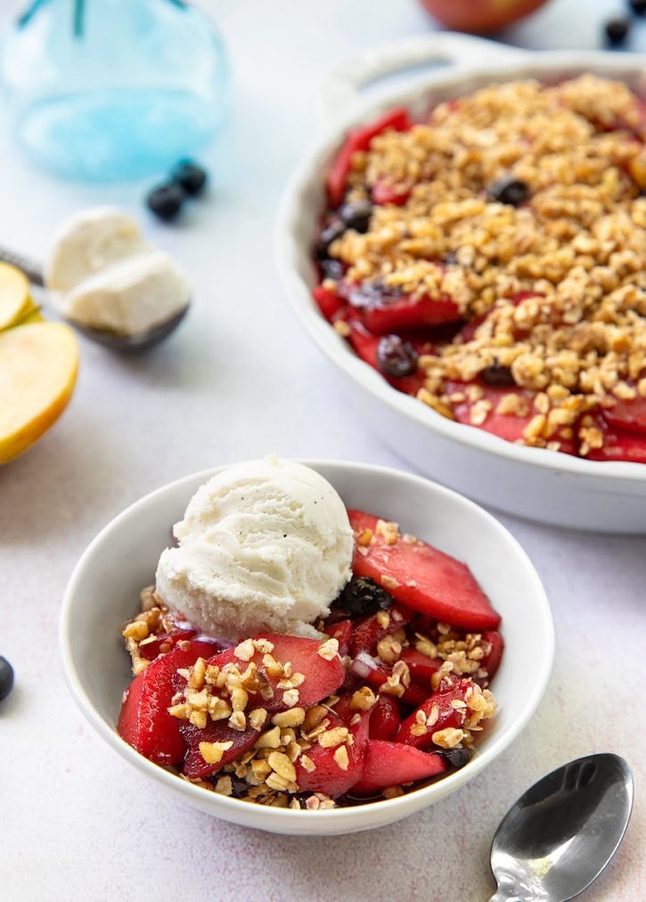 Stovetop Apple and Blueberry Crisp - The Vegan Atlas