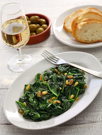 sauteed Mediterranean spinach with raisins and pine nuts