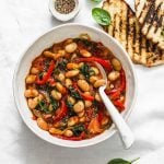 Greek-style white bean stew with tomatoes and fresh herbs