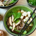 Asian Noodle Soup with Tofu, shiitake mushrooms, & Greens