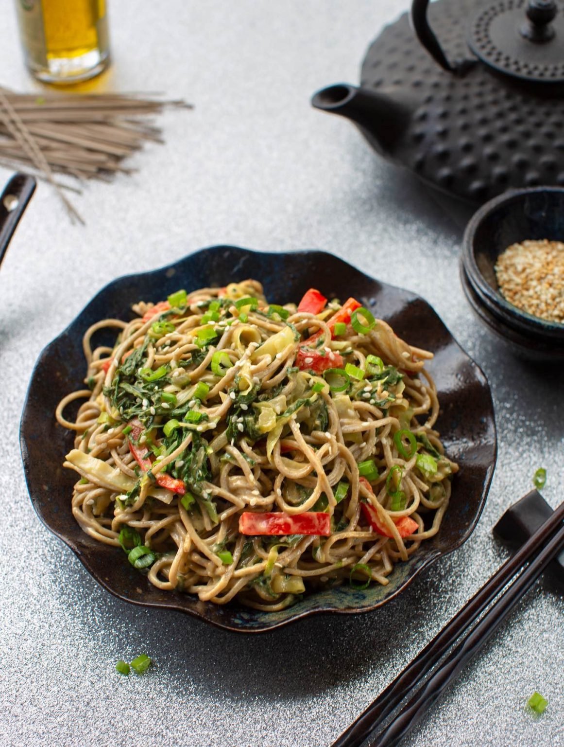 Sesame Soba Noodles with Leafy Greens The Vegan Atlas