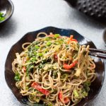 Vean Soba noodles with leafy greens - collards or kale