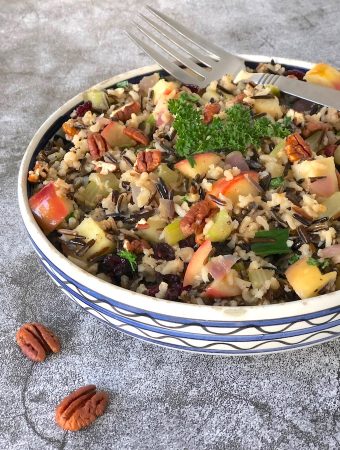 Wild and brown rice pilaf with apples and pecans