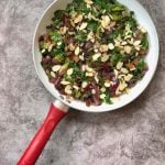 Escarole with red onion, raisins, and almonds