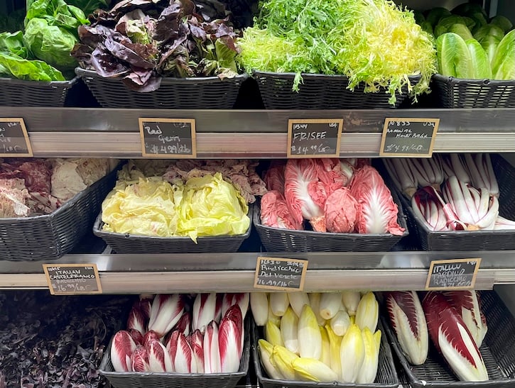Chicory vegetables in a market