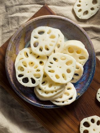 Lotus root slices in bowl