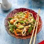 Udon noodles with crisp vegetables