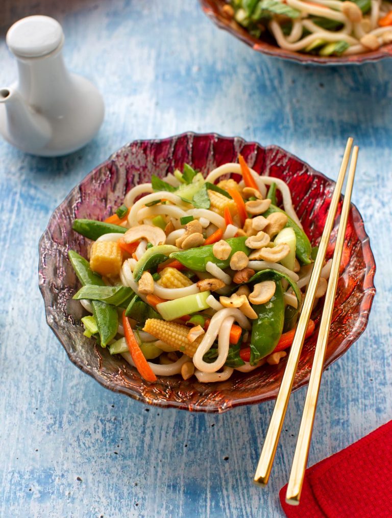 Cold Udon Noodles with Crisp Asian Vegetables The Vegan Atlas