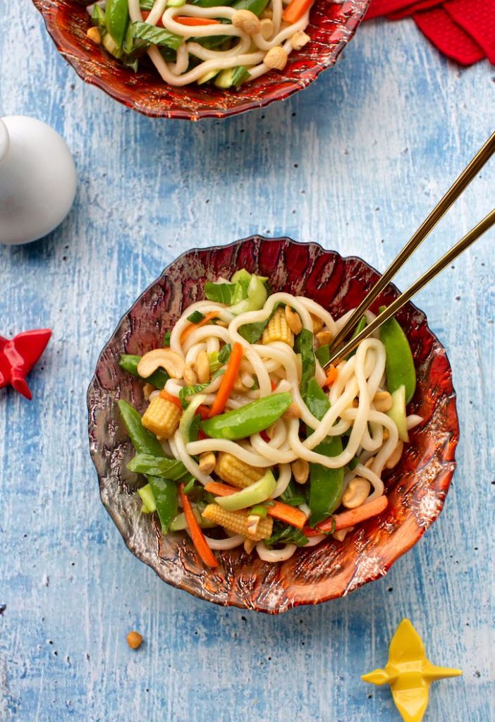 Cold Udon Noodles with Crisp Asian Vegetables The Vegan Atlas