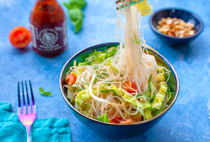 Vietnamese bean-thread noodles with tomatoes & basil