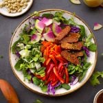 Composed tempeh salad with crisp vegetables