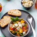 Greek vegetable stew with tofu feta