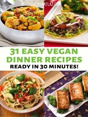 31 easy vegan dinner recipes graphic