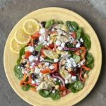 Greek salad with artichokes, olives & vegan feta