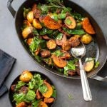 Collard greens with potatoes & vegan sausage1