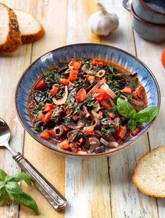 Italian Braised Chard with Tomatoes and basil
