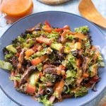 Hearty Seitan salad with tomatoes and avocado