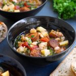 Vegan Sausage, Potato, & Escarole Soup