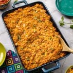 Southwestern cheesy vegan rice casserole