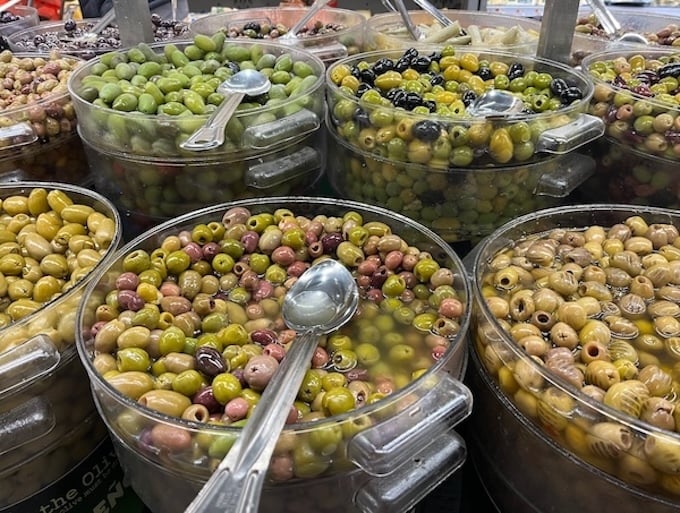 Olive selection at market