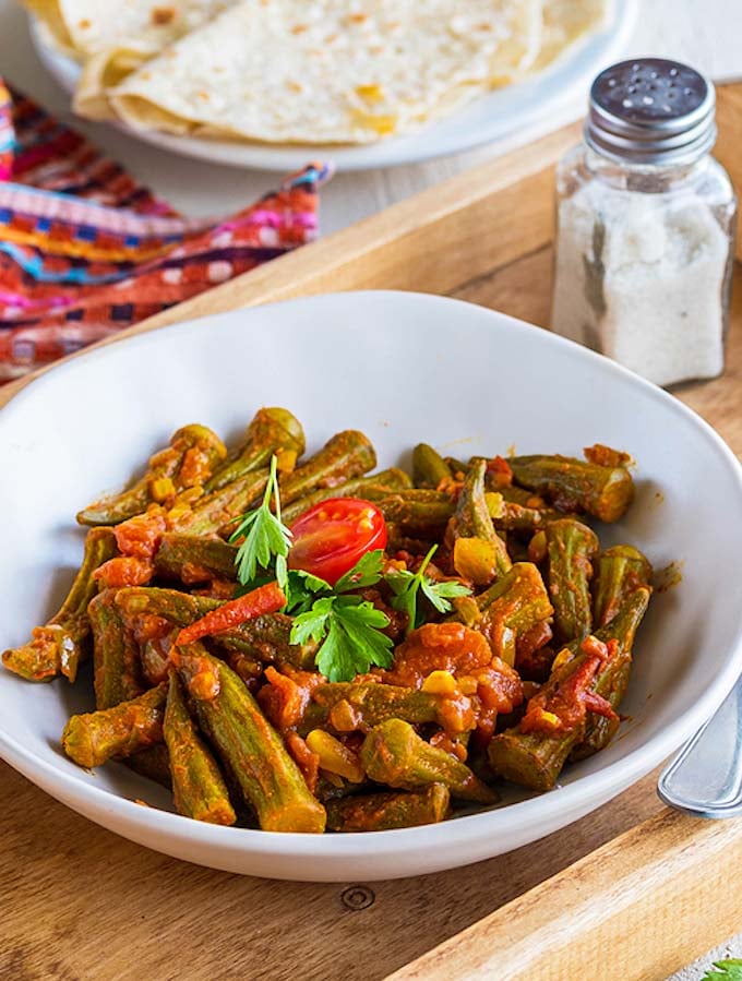 golden coral okra and tomato stew