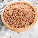 uncooked farro or spelt in a bowl