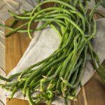Chinese Long Beans on cutting board