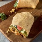 Vegan Tempeh Wrap with quinoa, avocado, tomato
