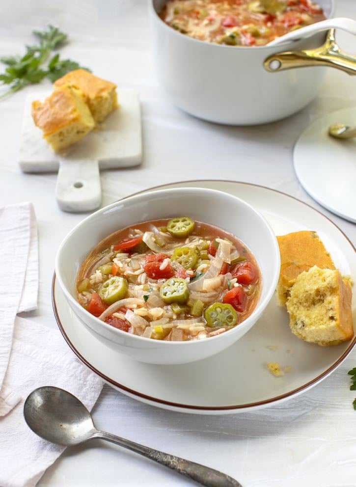 Southern-Style Okra Rice Soup - The Vegan Atlas