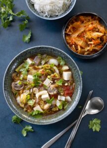 Vegan Kimchi Soup with Tofu & Bok Choy