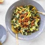 Vegan Kale Caesar salad with crispy chickpea