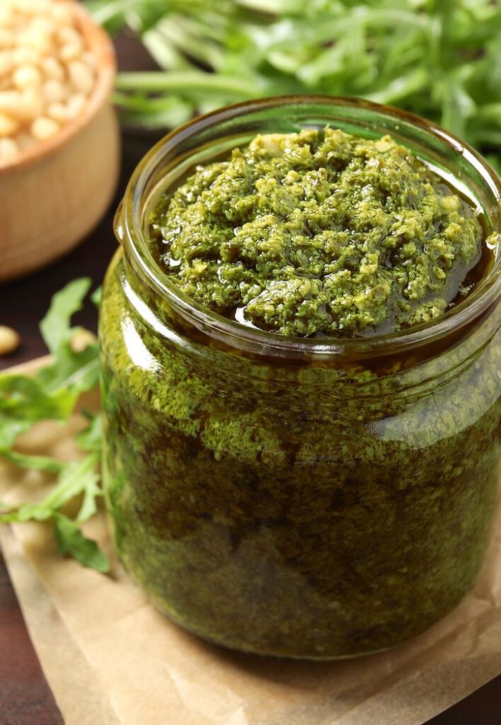 DairyFree Arugula Pesto (Made with Pine Nuts or Walnuts)