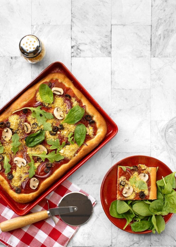 Spring Vegetable Sheet Pan Pizza - The Wheatless Kitchen