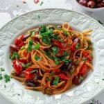 Spaghetti Alla Puttanesca with olives and capers