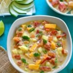 Cold tomato mango coconut soup