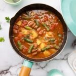 Chunky Potato, pink bean, and green bean soup