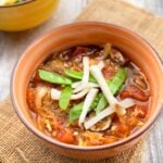 Spaghetti squash stew with turnips and snow peas