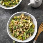 Quinoa with asparagus and bok choy
