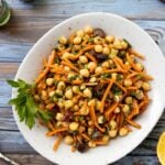 Carrot Chickpea salad with parsley and olives