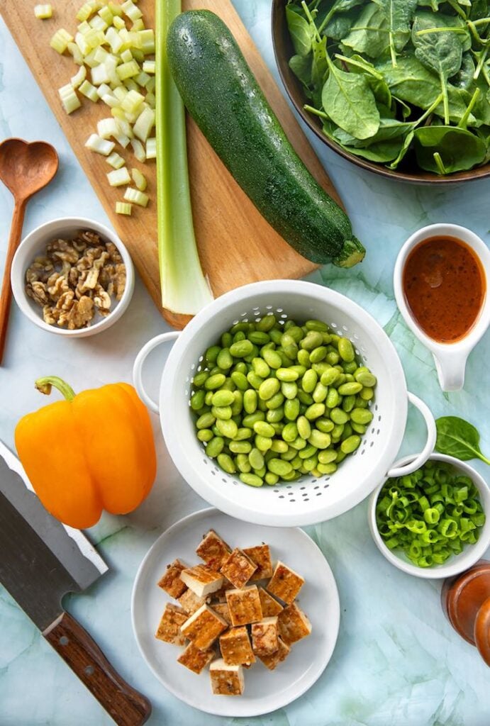 SesameGinger Tofu and Edamame Salad The Vegan Atlas