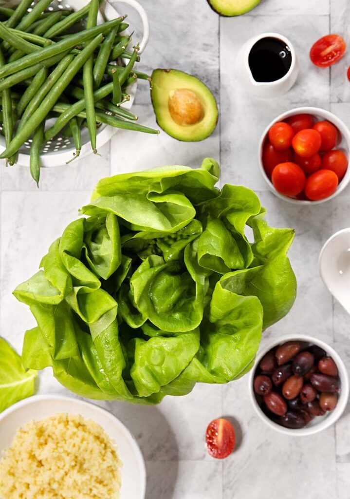Boston or Bibb Lettuce Salad with Avocado, Green Beans & Couscous