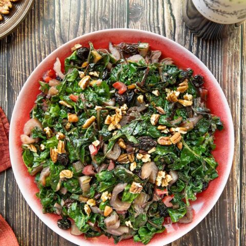 Mediterranean Chard with Raisins and Pecans