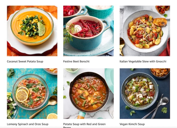 An array of soups from Vegan Soups and Stews for All Seasons