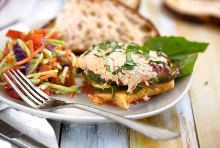 5-Ingredient Vegan Baked Polenta and Zucchini Casserole