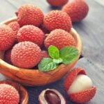 Fresh Lychees on a table