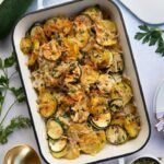Potato and Zucchini Casserole with lots of scallions
