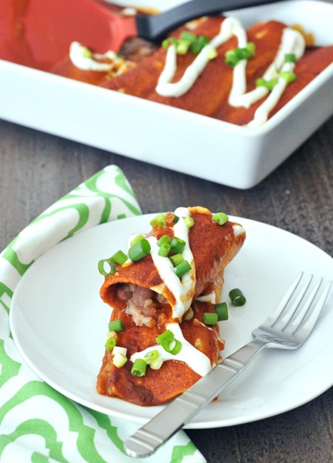 Easy Bean and Cauliflower Rice Enchiladas